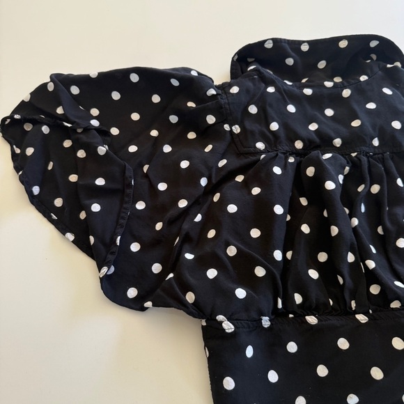 Anthropologie-Maeve-Canna-Polka Dot-Crop Top-Black & White-Flowy Sleeves-Size 2 - Picture 4 of 15